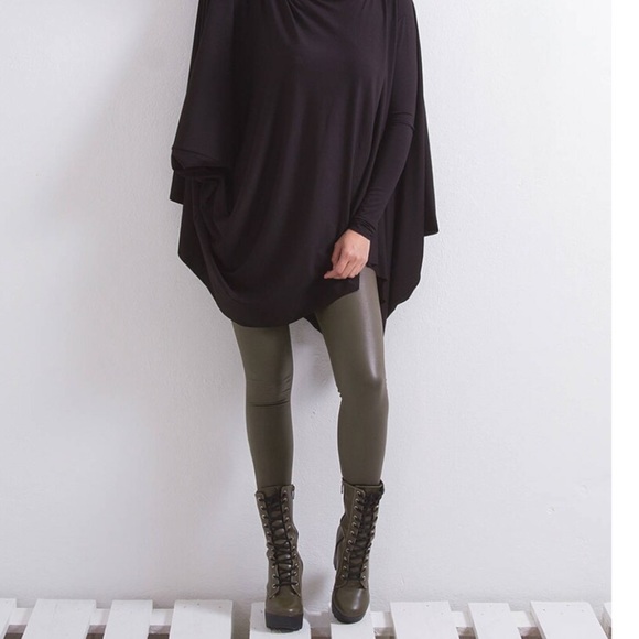 Olive Faux Leather high waist leggings - Picture 5 of 6